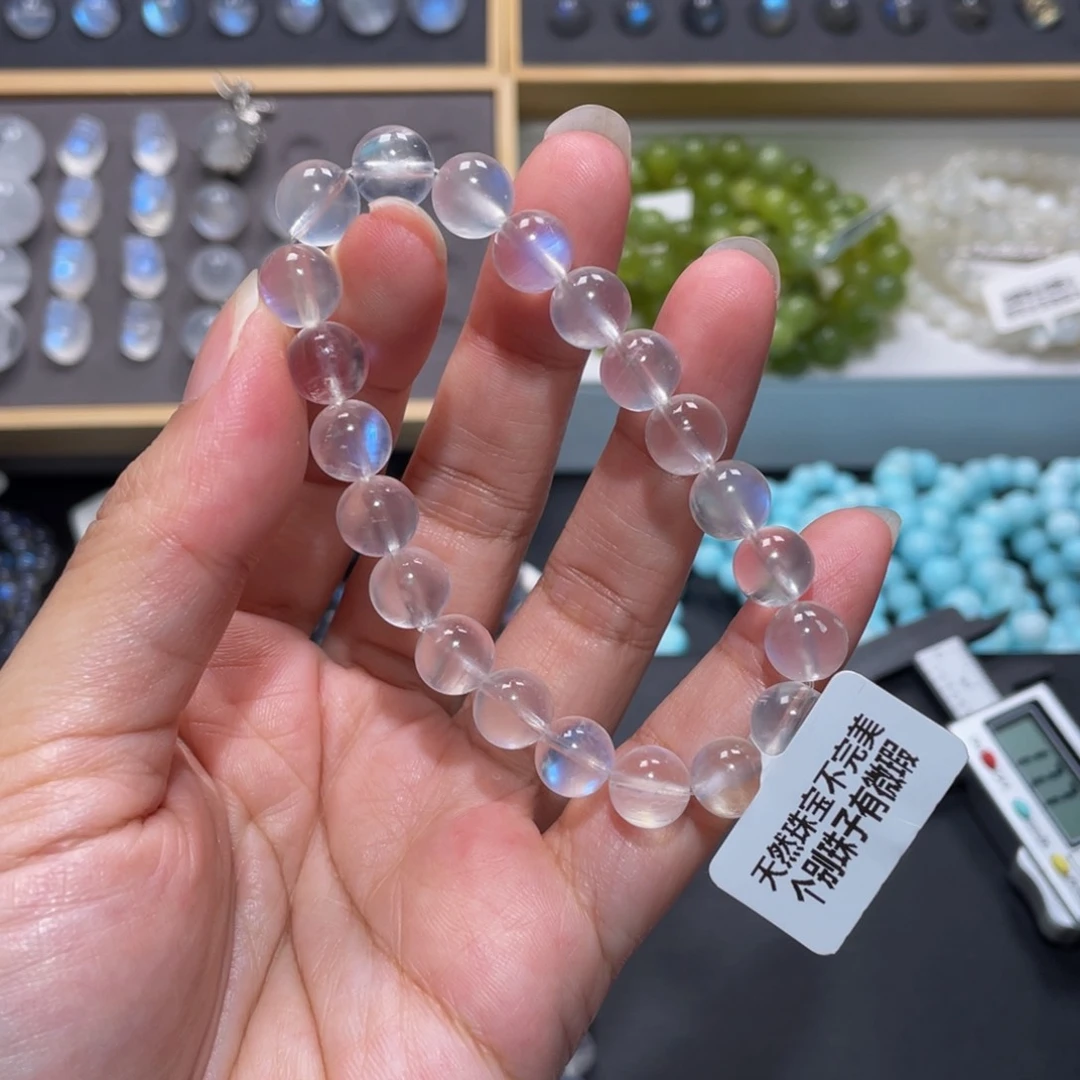 手链未镶嵌长石爱****?冰透蓝月光手链 9mm