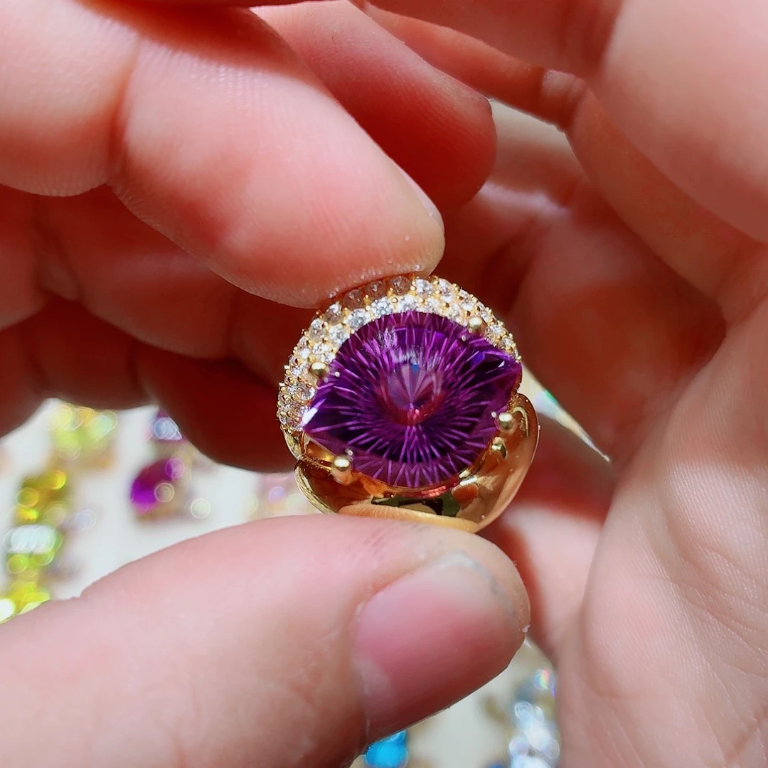 银S925镶嵌戒指烟晶