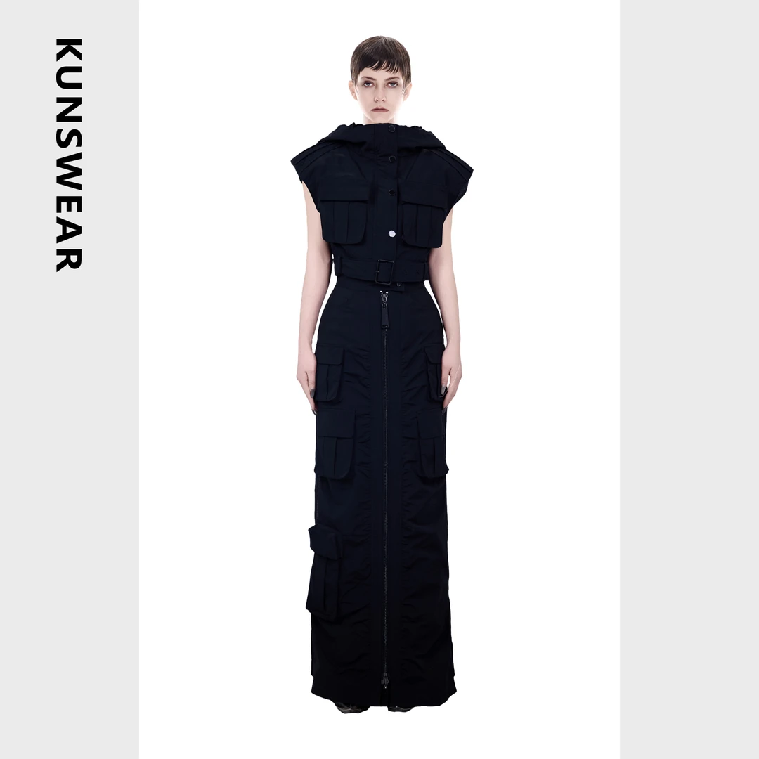 KUNSWEAR/琨丝薇尔25SP 个性潮流时尚长裙工装半身裙女 832008060