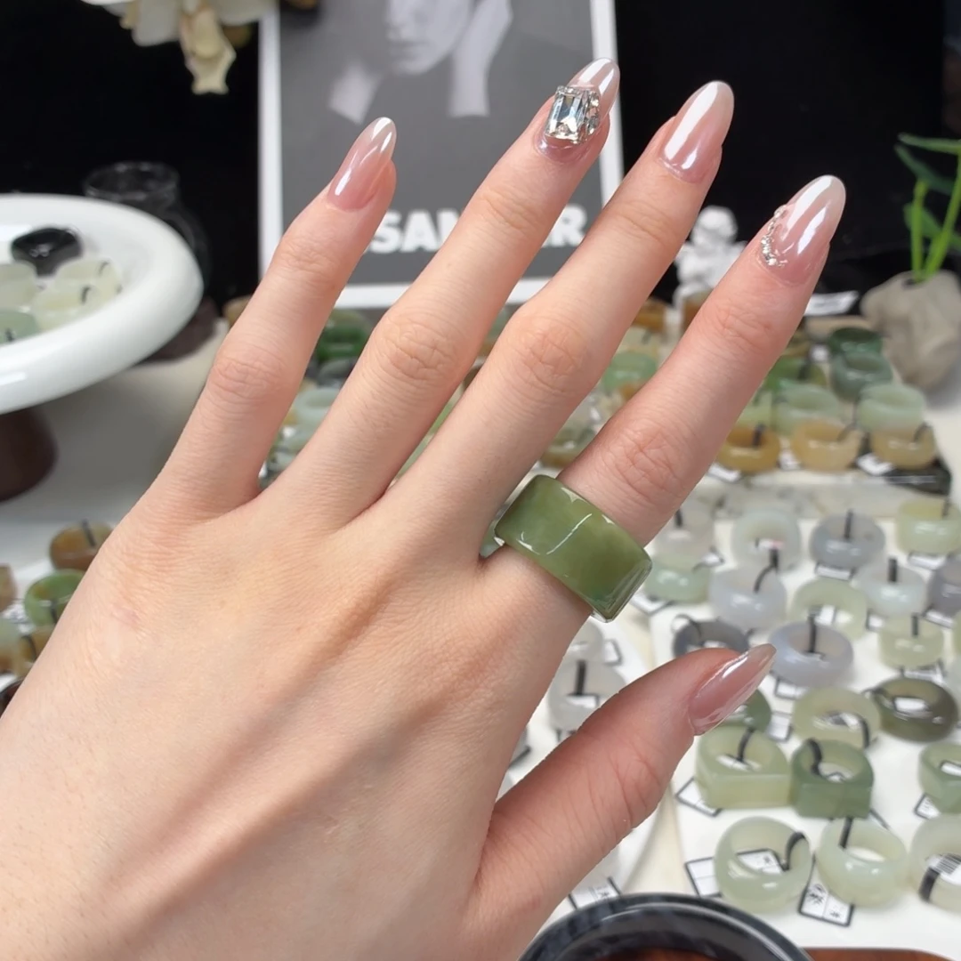 和田玉（糖玉）未镶嵌戒指z66黑羊洞直切16.8