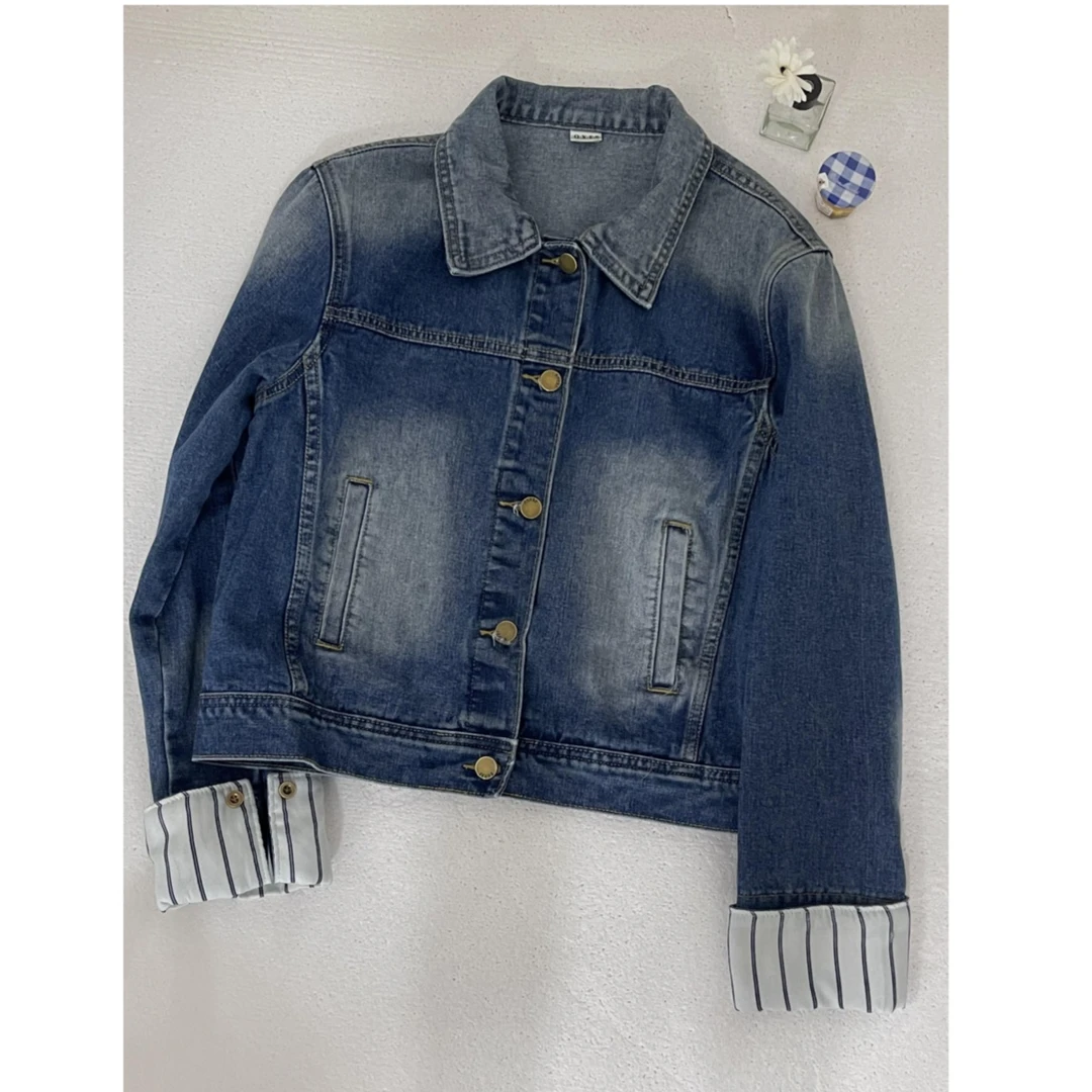 QX+HH001韩系小个子蓝色牛仔外套女秋季2025新穿搭款夹克2236