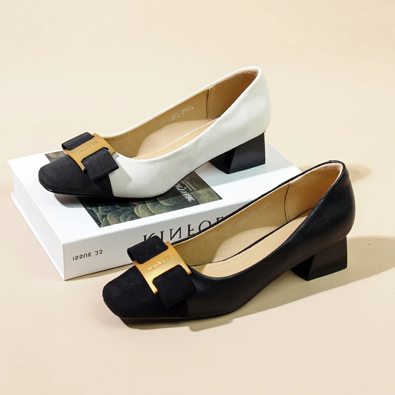 法式小香风粗跟小皮鞋2025春季新款真皮高跟鞋百搭休闲气质乐福鞋