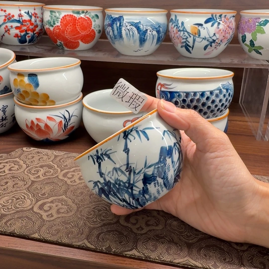 釉下手绘茶具微瑕