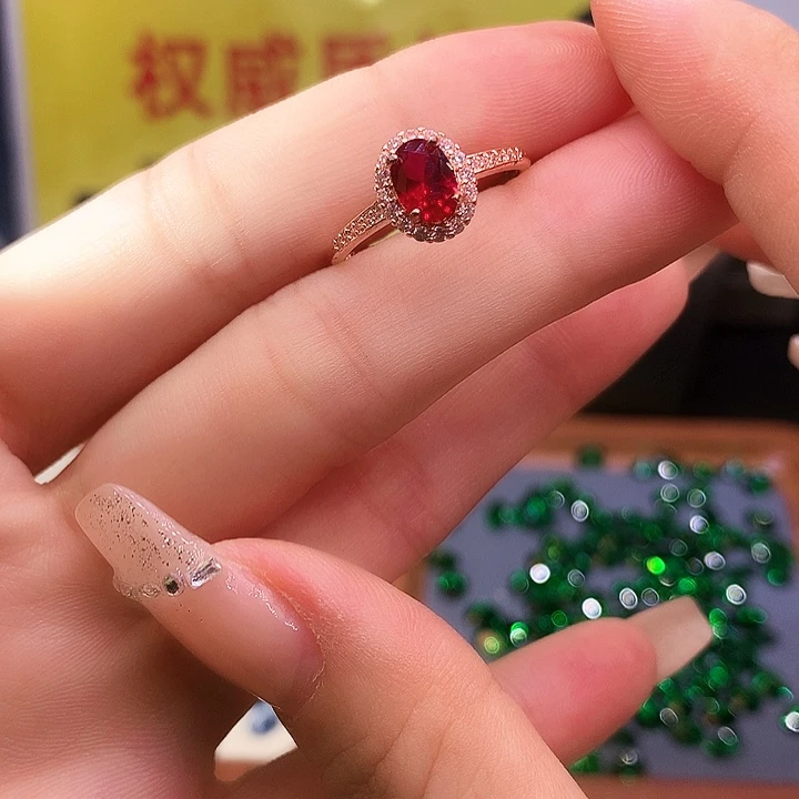银S925镶嵌戒指红宝石