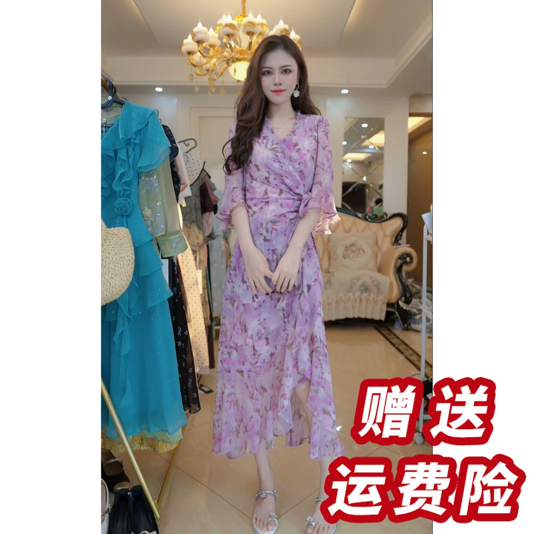 连衣裙女2025新款高级感洋气印花妈妈装裙子A5198