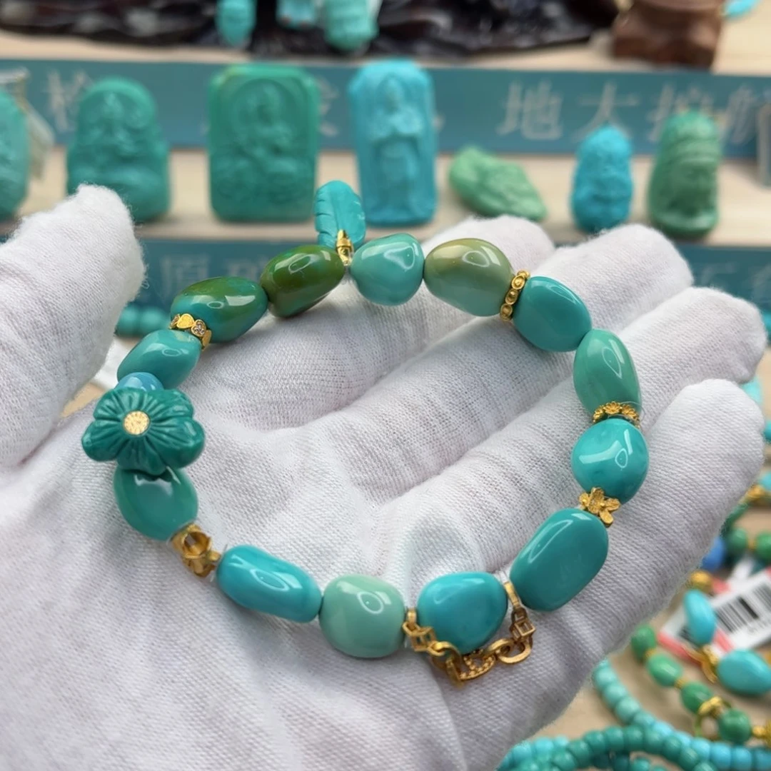 绿松石珠宝奇石18K金镶嵌