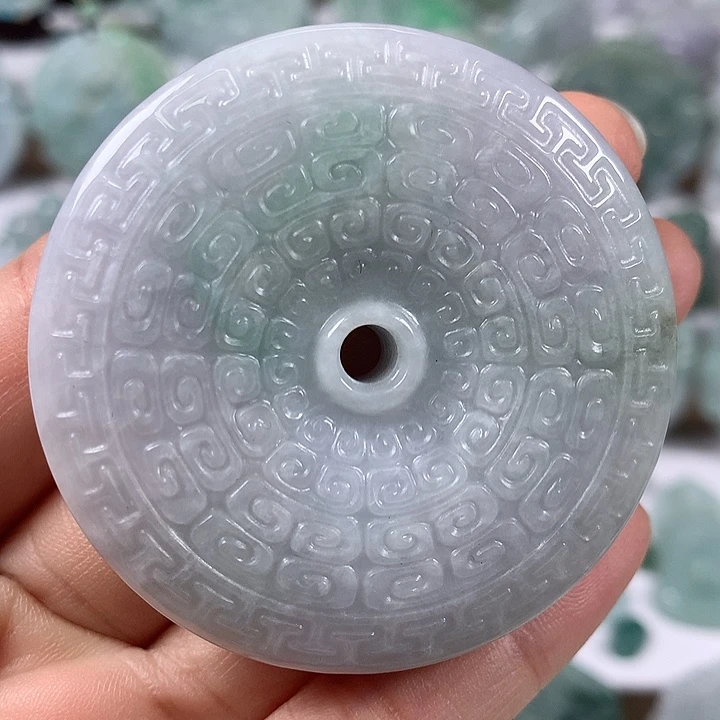 翡翠未镶嵌颈饰仿古平安扣两面工艺福利卡厚11.8