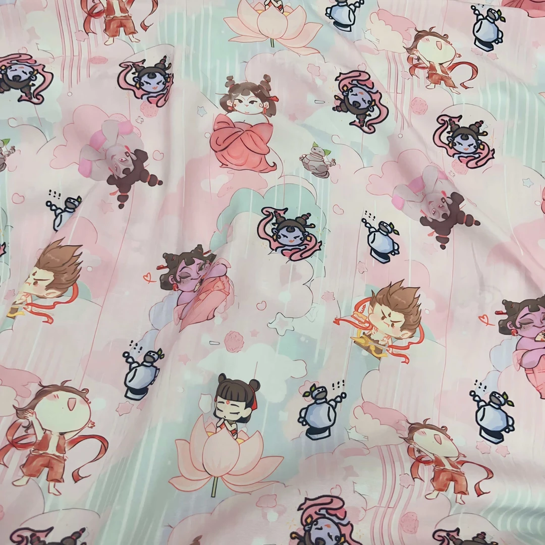 石姬娘娘  夏季新款60支5D立体印花木棉人造棉棉绸连衣裙旗袍布