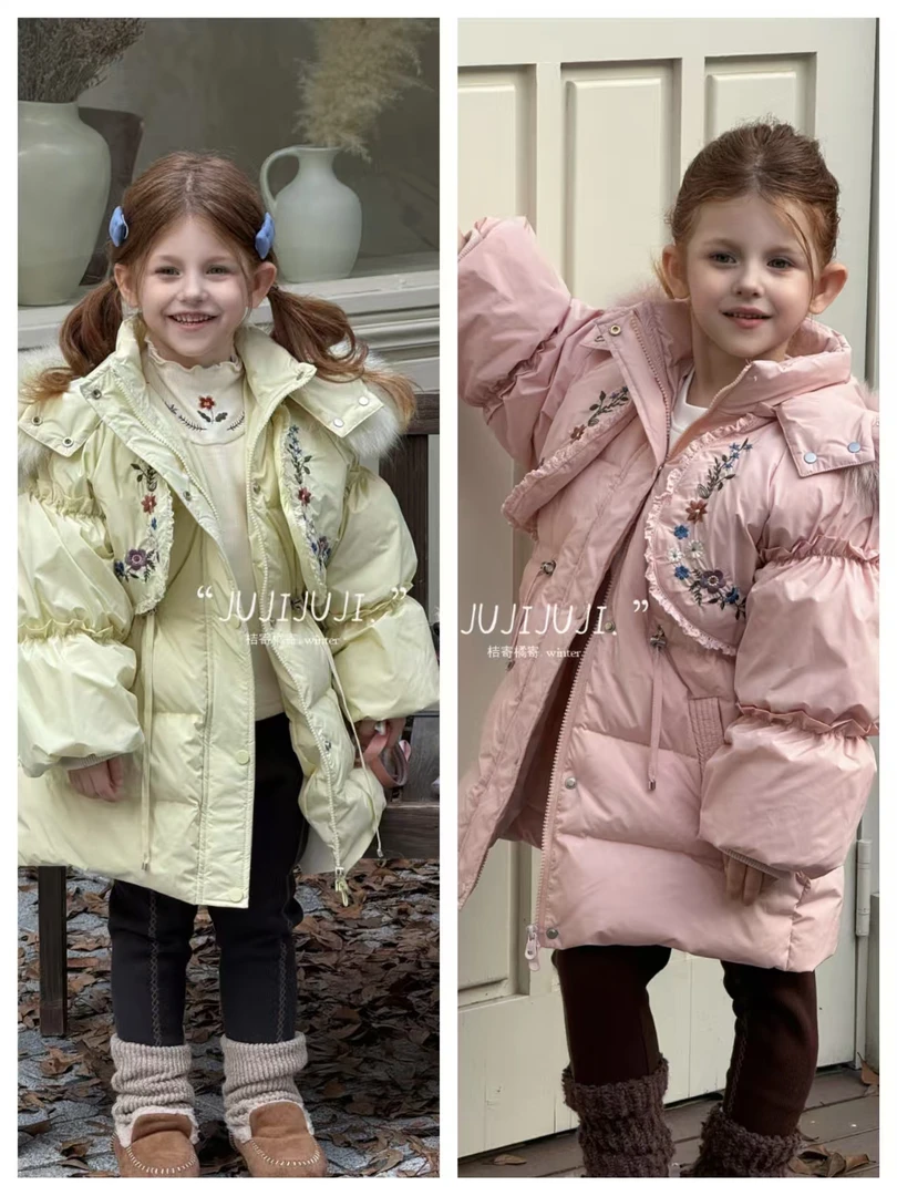冬款大上新《茉莉浅香》新标90白鸭绒女童法式羽绒服百搭保暖D62018