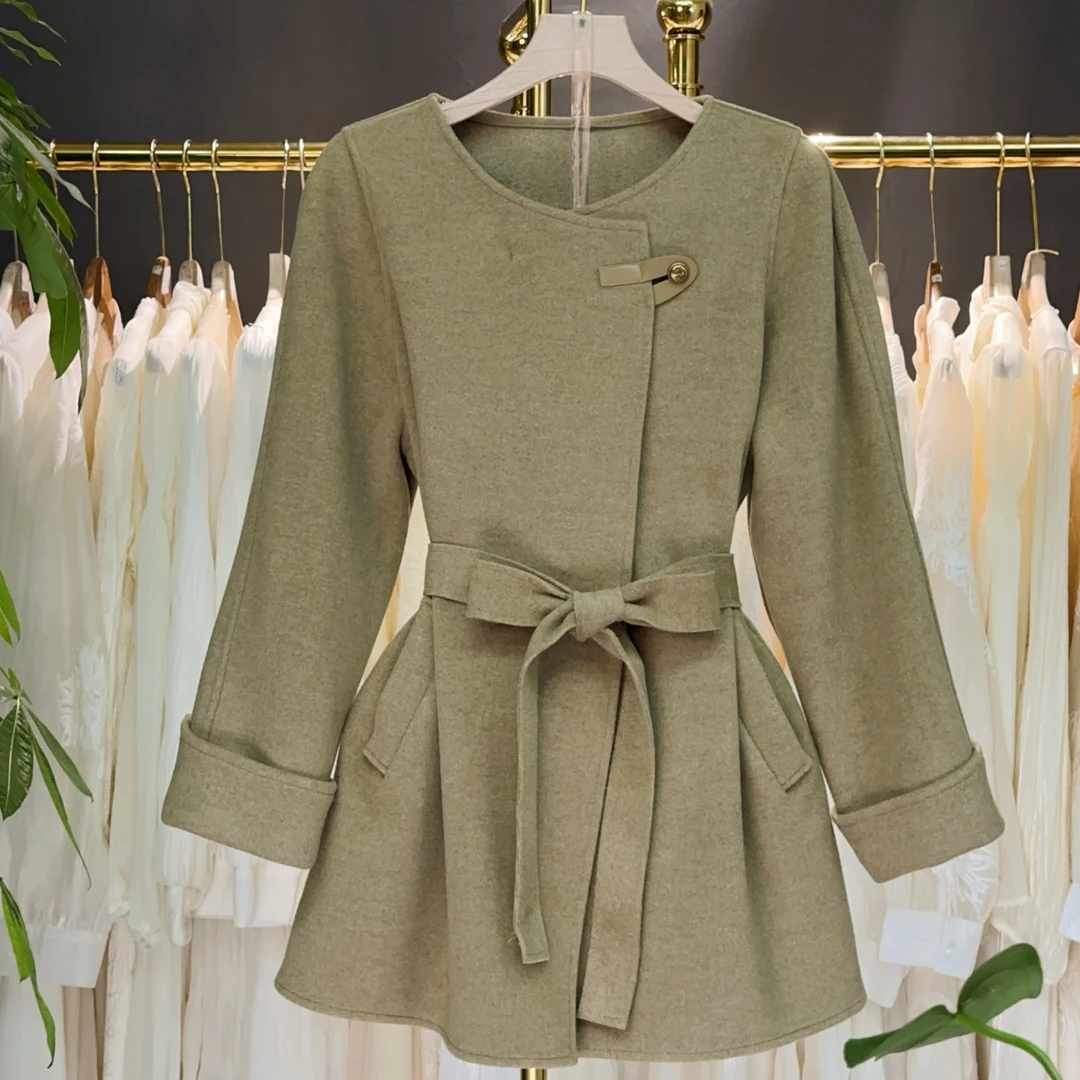 【A9135】毛呢外套女2025秋冬新款毛呢大衣修身毛呢外套