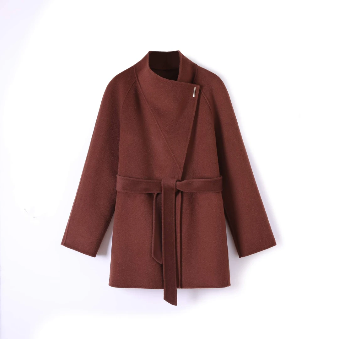 【漾姿】羊绒短款休闲时尚双面立领毛呢外套 YZD2410-ZQ24930