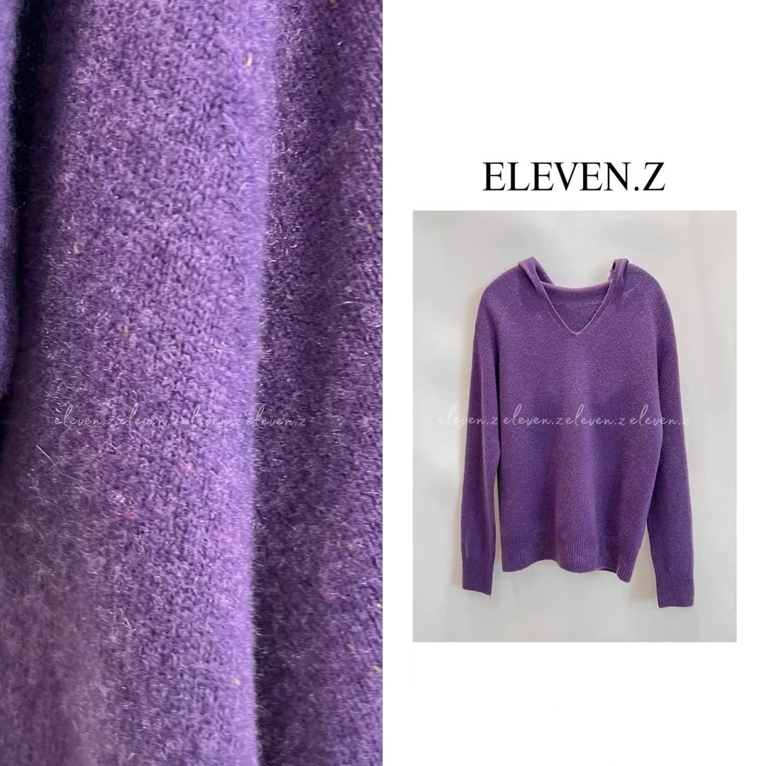 ELEVEN.Z v领羊毛帽衫