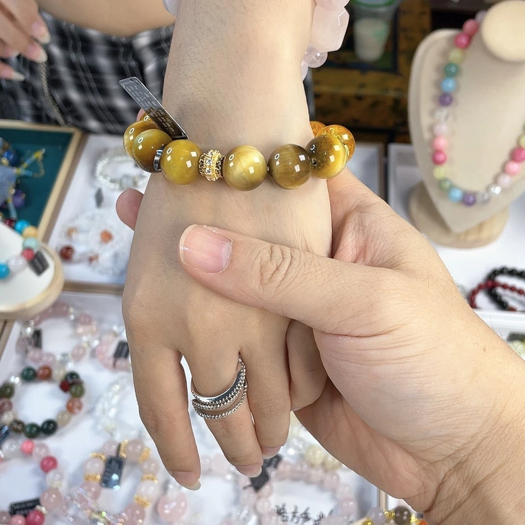 水晶手链银S925镀金镶嵌