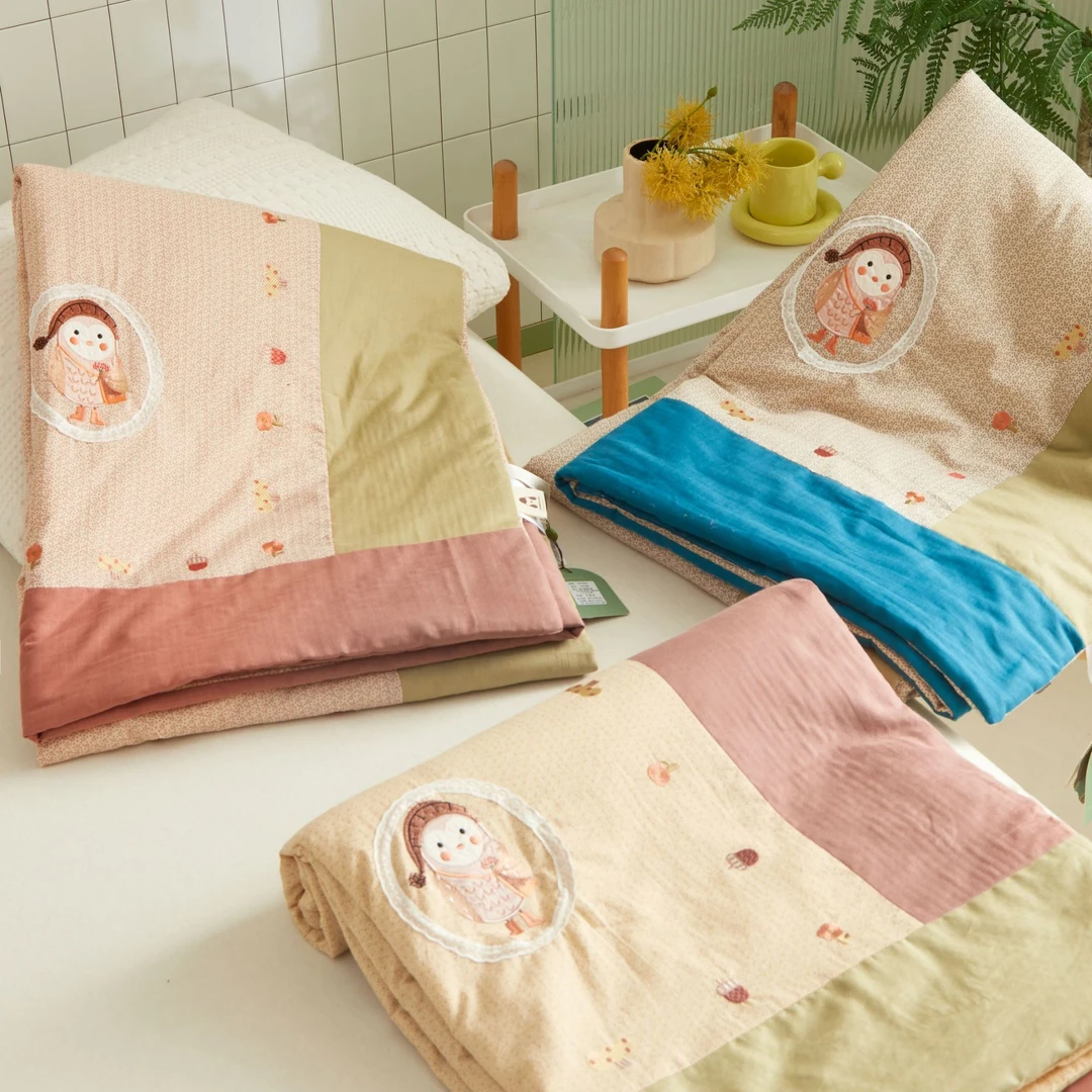 【MJ】花与朵 可爱全棉双层纱贴布绣夏被家用儿童被芯被子