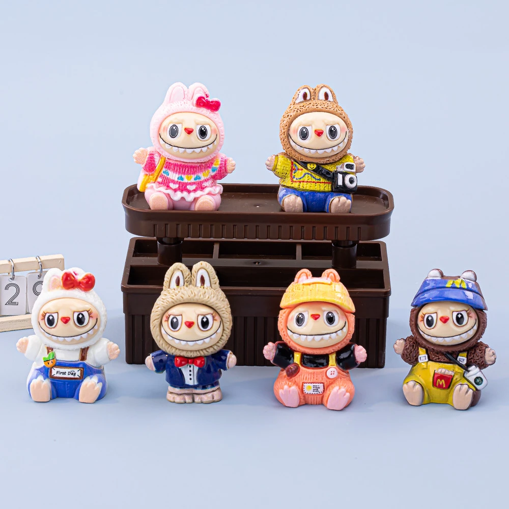 可爱春游小兔 萌粒diy配饰钥匙扣手机链挂件潮玩公仔立体树脂摆件