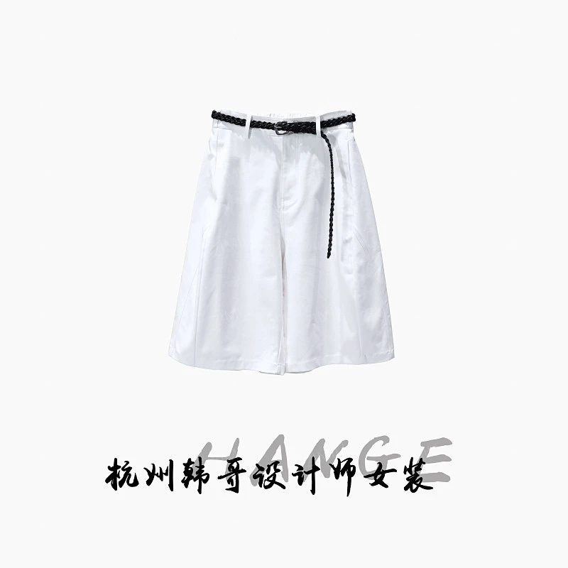 【韩哥女装】象牙白高腰时尚休闲A字短裤9371