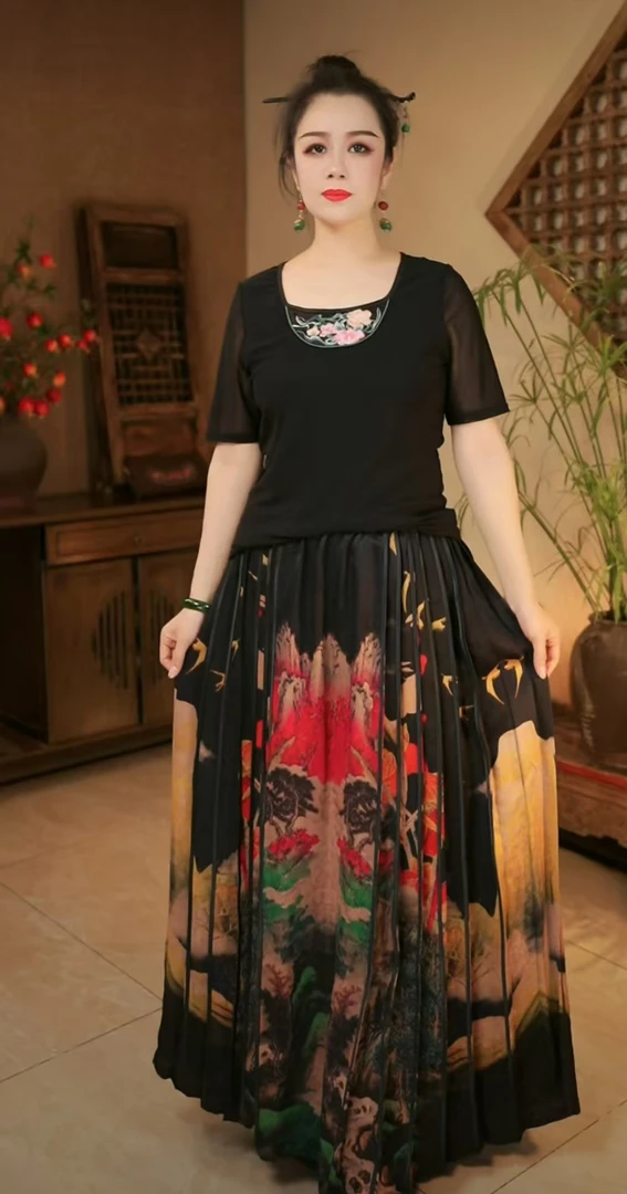 缎味原创-千里江山半裙