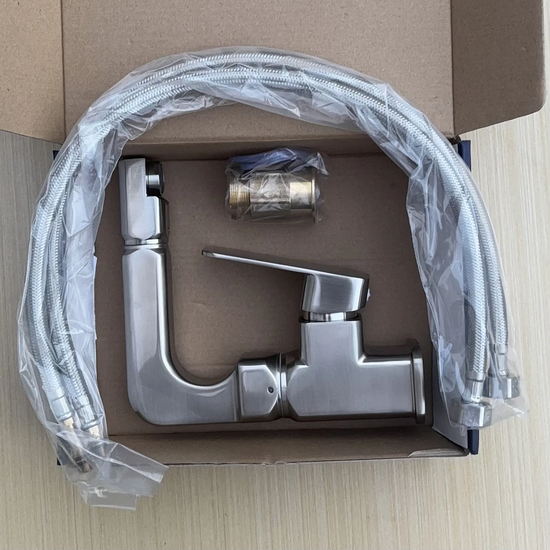 拉丝冷热不锈钢水龙头卫生间洗面盆360°双旋转冷热龙头