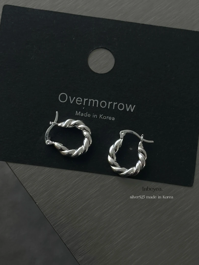 925银耳饰 麻绳耳扣 通体银 13mm 31216