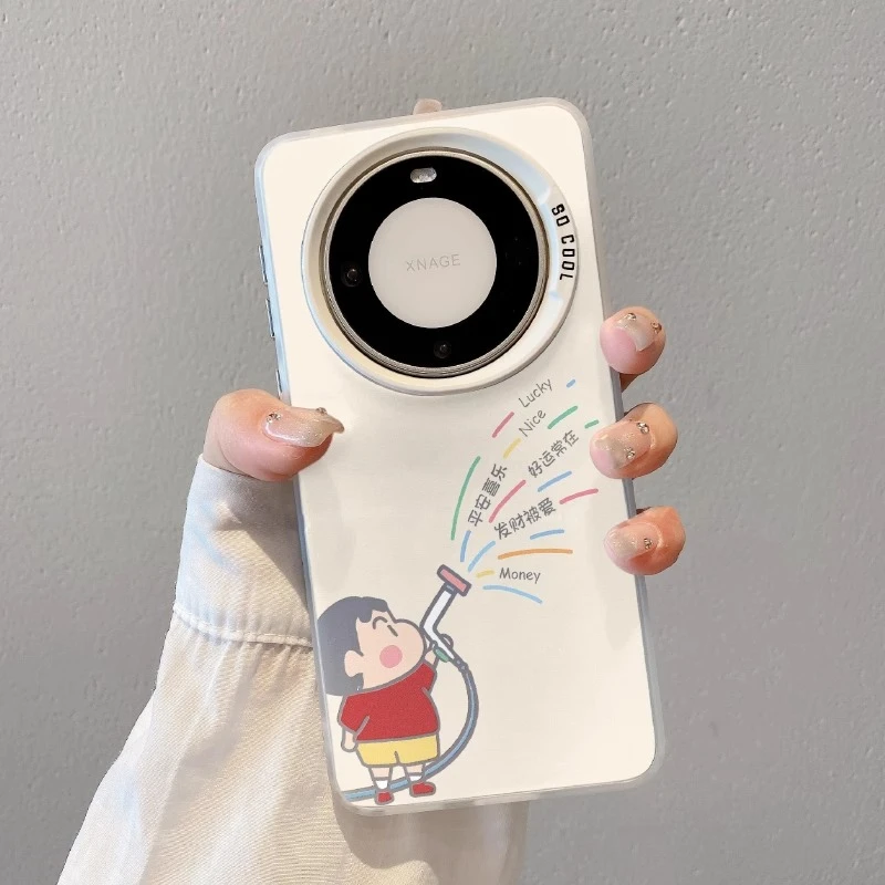 好运花洒小新适用华为mate70pro手机壳新款彩绘mate60pro磨砂彩银