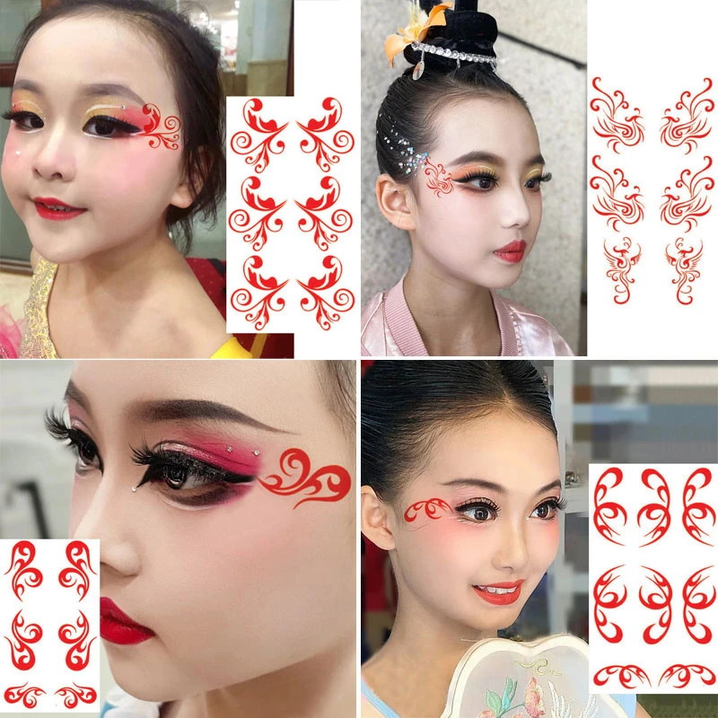 眉心贴眼角贴六一儿童节日表演汉服古装舞台妆容眼尾额头贴纹身贴
