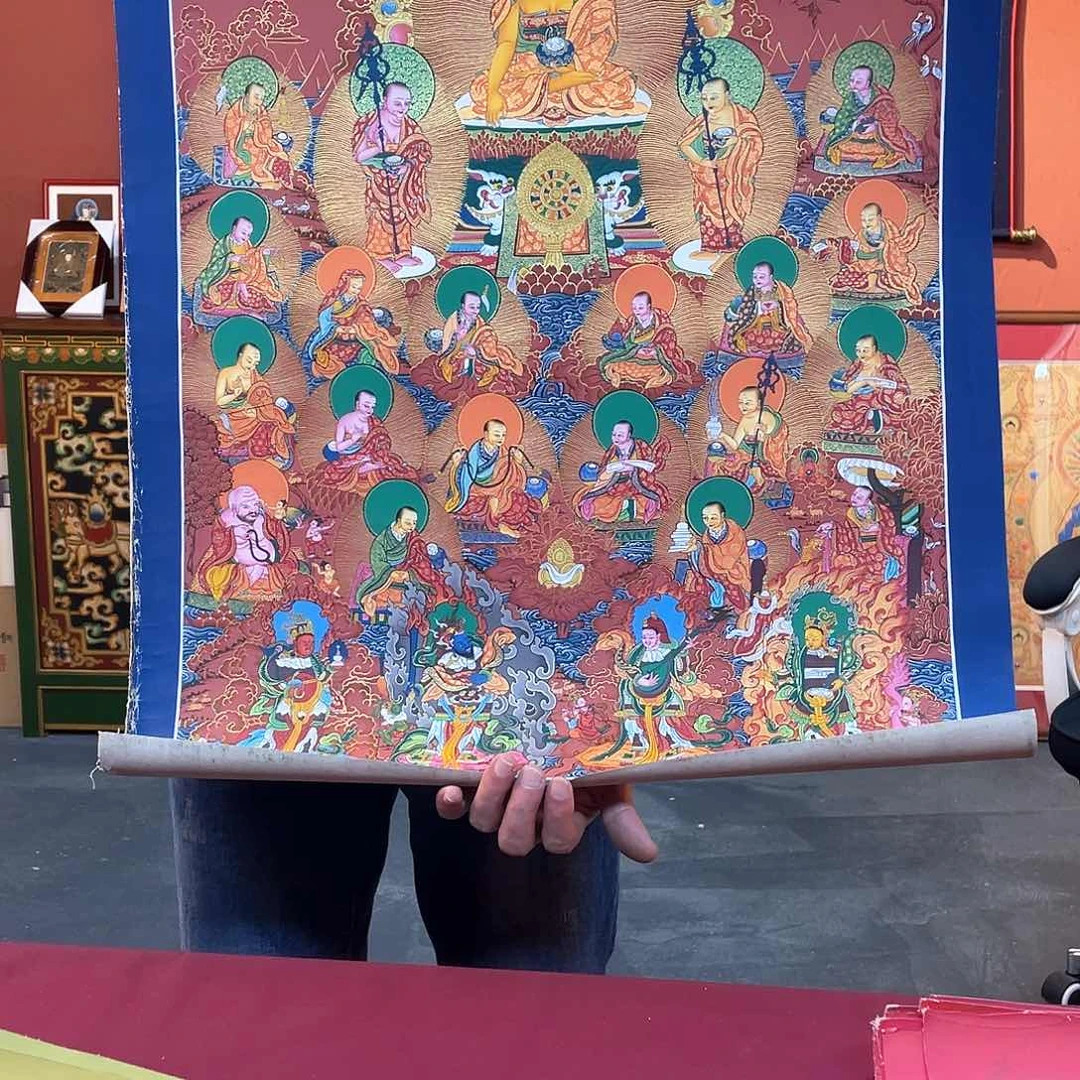 装裱画50×70彩唐释迦