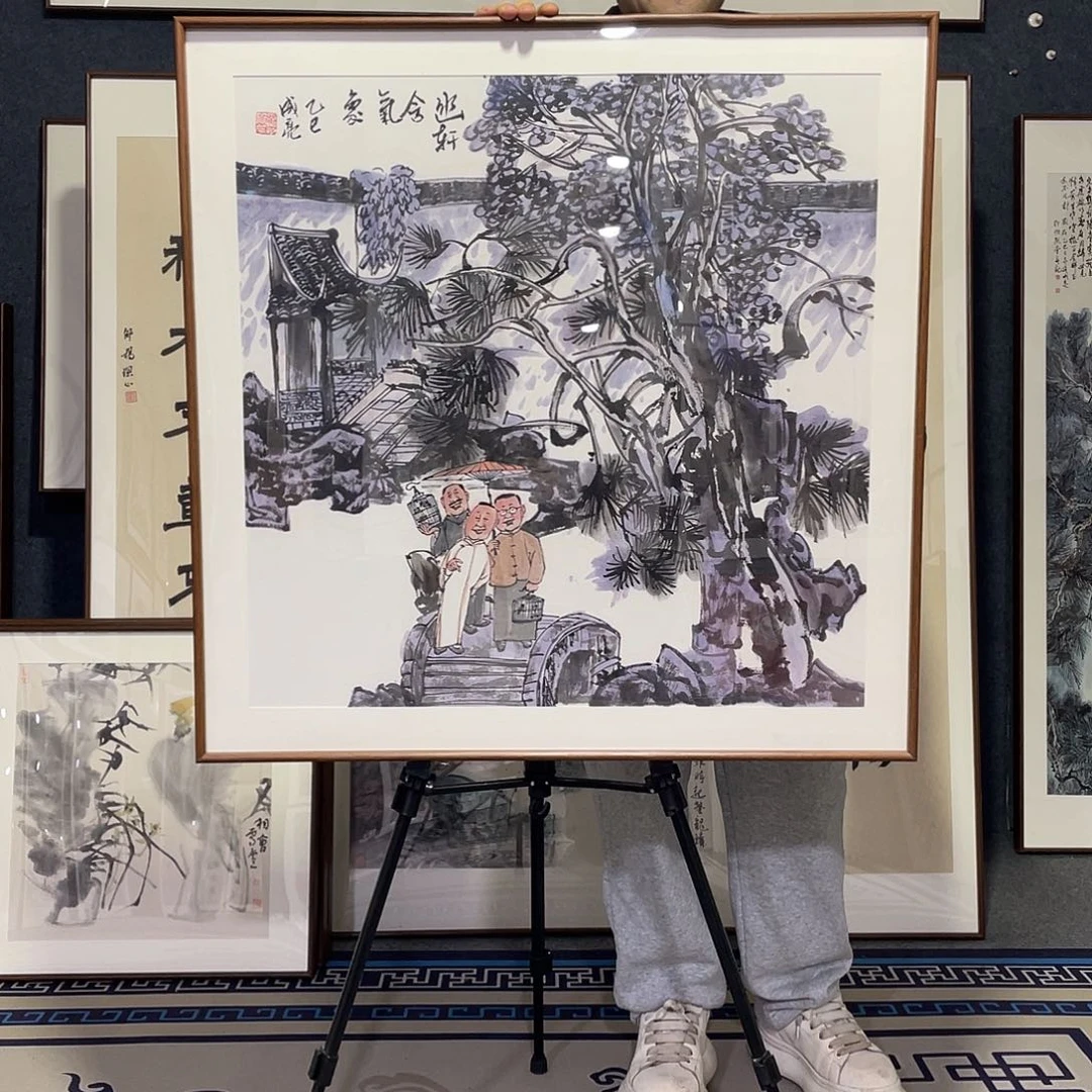国画手绘画作品带框6