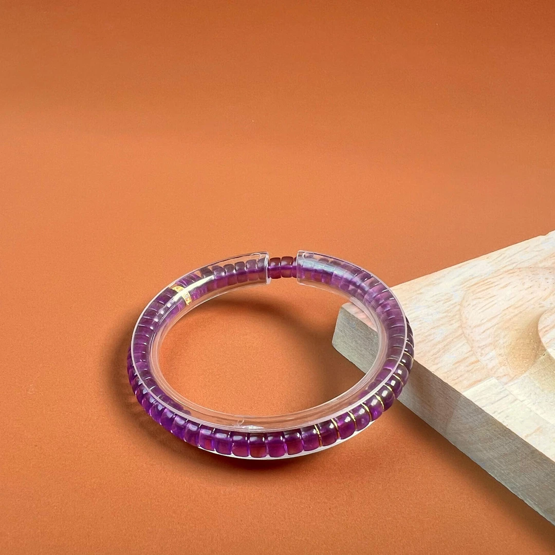 18K金紫水晶直切手串 珠径5-5.5mm 手围15cm k金约0.8g