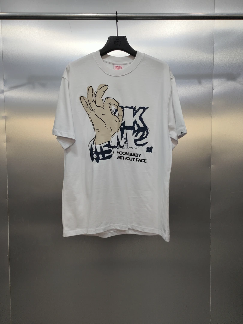 Q03-21006-OKM夏款正面OK手势印花宽松百搭休闲T恤