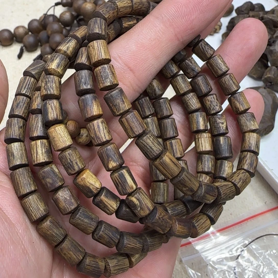 沉香沉香碎屑奇楠沉香桶珠单圈3g多样性发一条