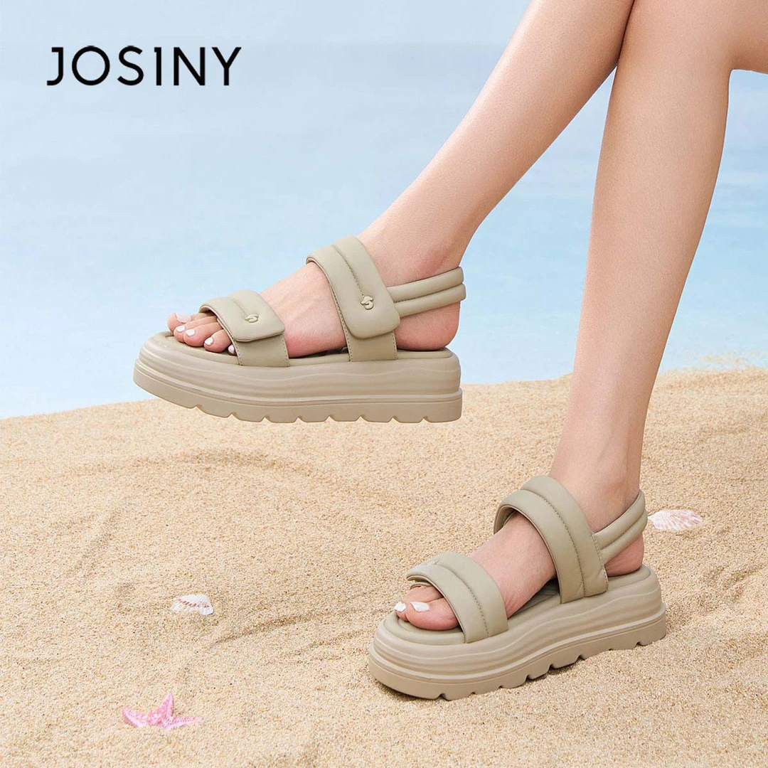 卓诗尼厚底凉鞋女款2025夏季新款运动沙滩百搭松糕软底凉拖鞋女鞋