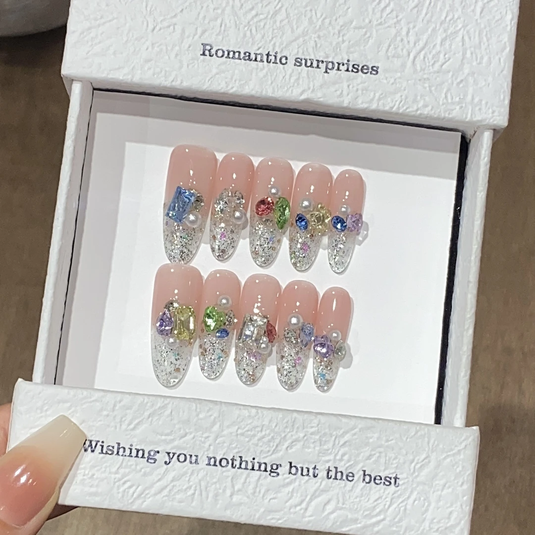 爆款彩钻糖果汽水高端穿戴甲 人气爆款夏日多