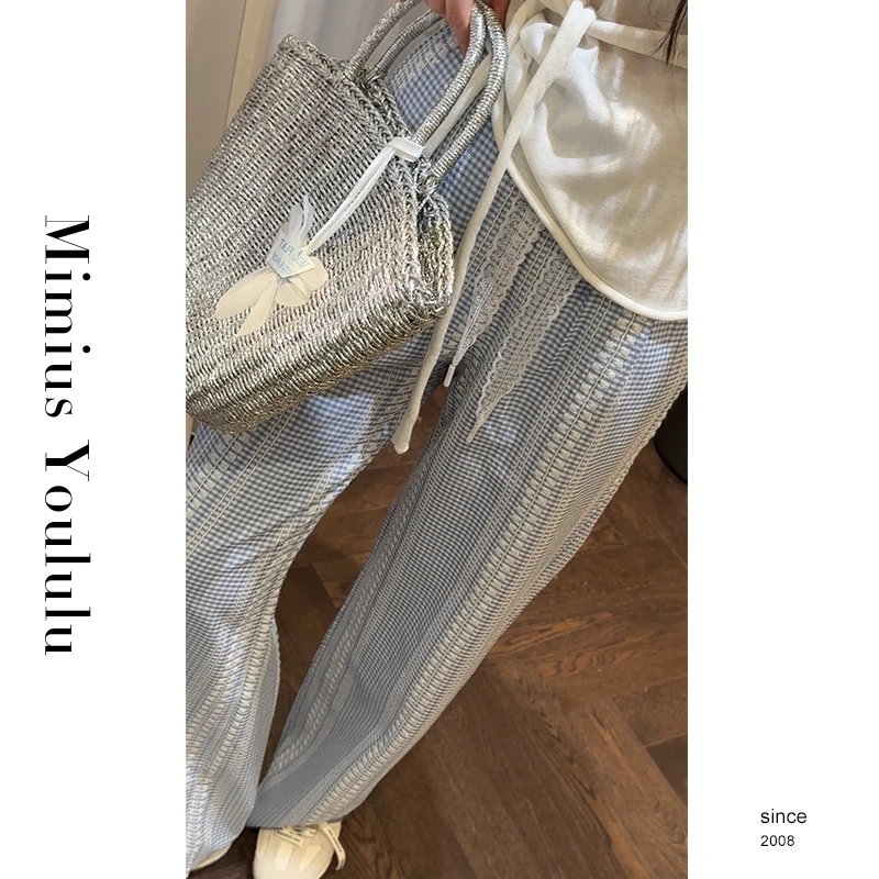 【mimius】P 春夏法式田园风蕾丝腰带松紧腰休闲裤 G03539