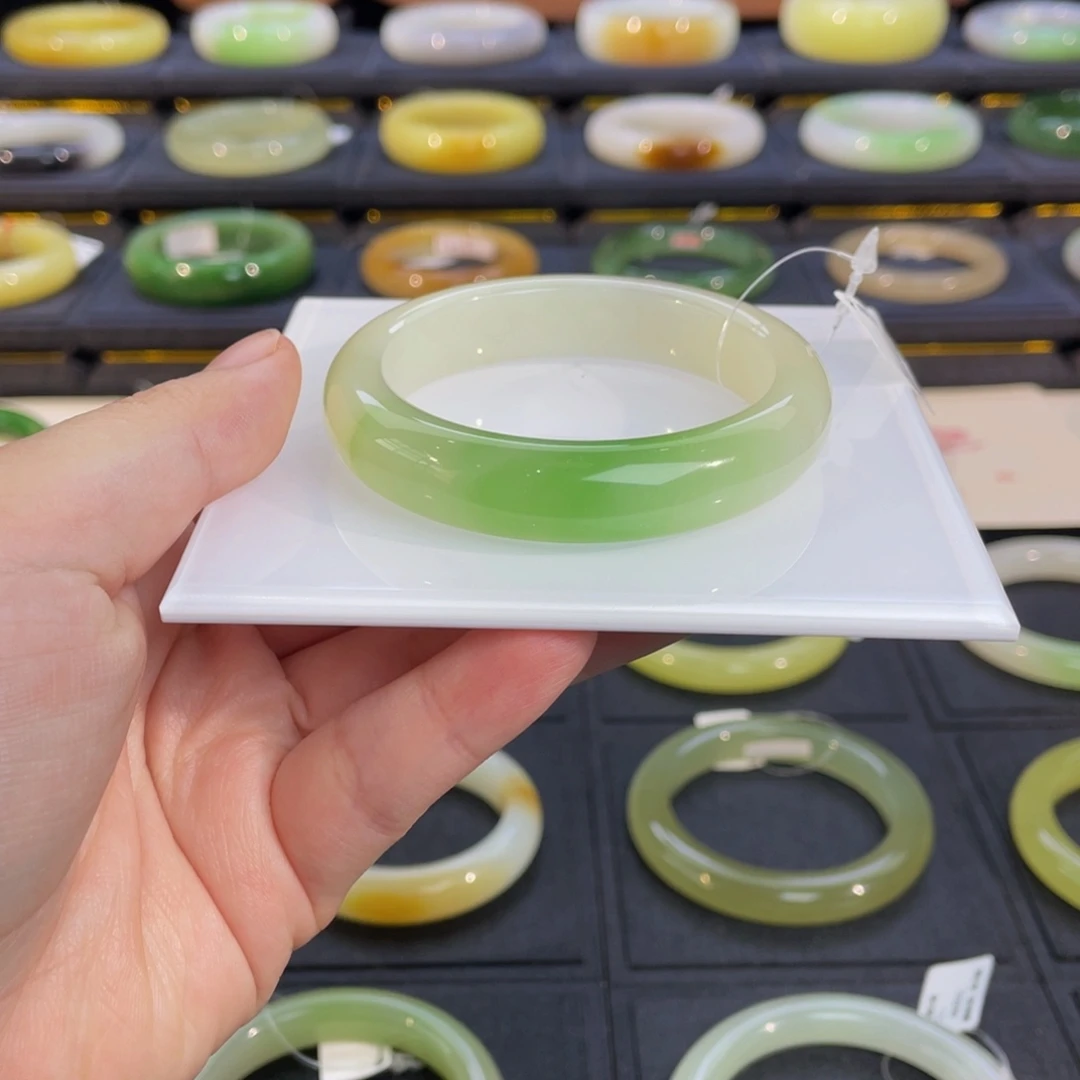 和田玉未镶嵌手镯翠青手镯5253