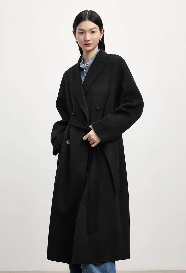 100%澳洲美丽诺羊羔毛大衣品牌订单高端时尚高级感外套YZHD99209