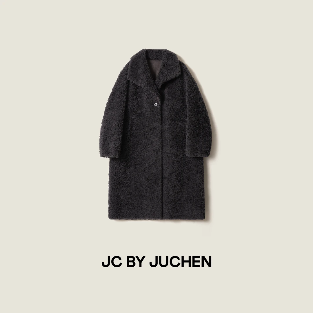 “雪落冰岛”泰迪熊绵羊毛冬季御寒保暖长款大衣外套 FW116005-103
