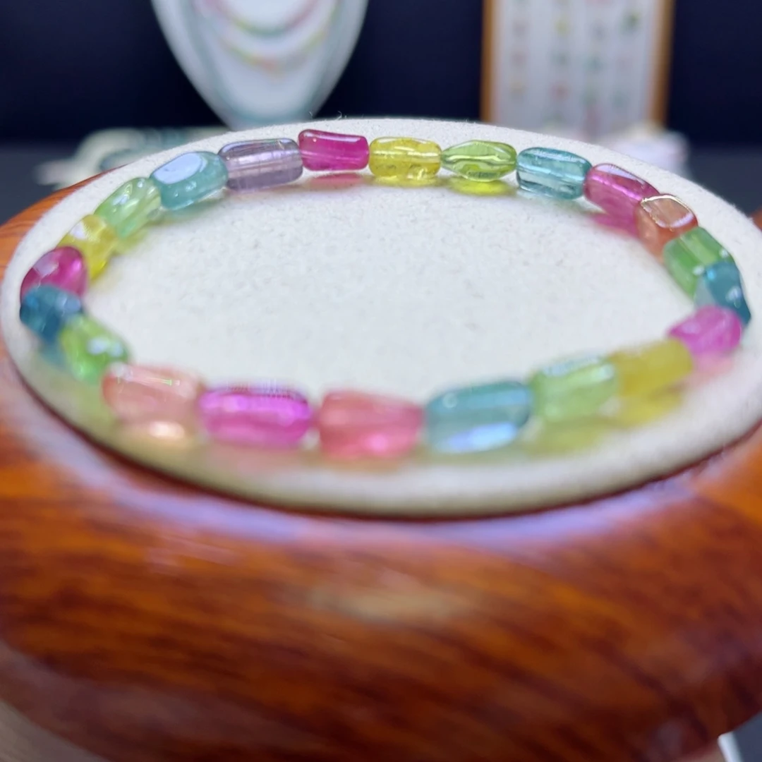 碧玺手链未镶嵌荧光糖果随型4.2mm