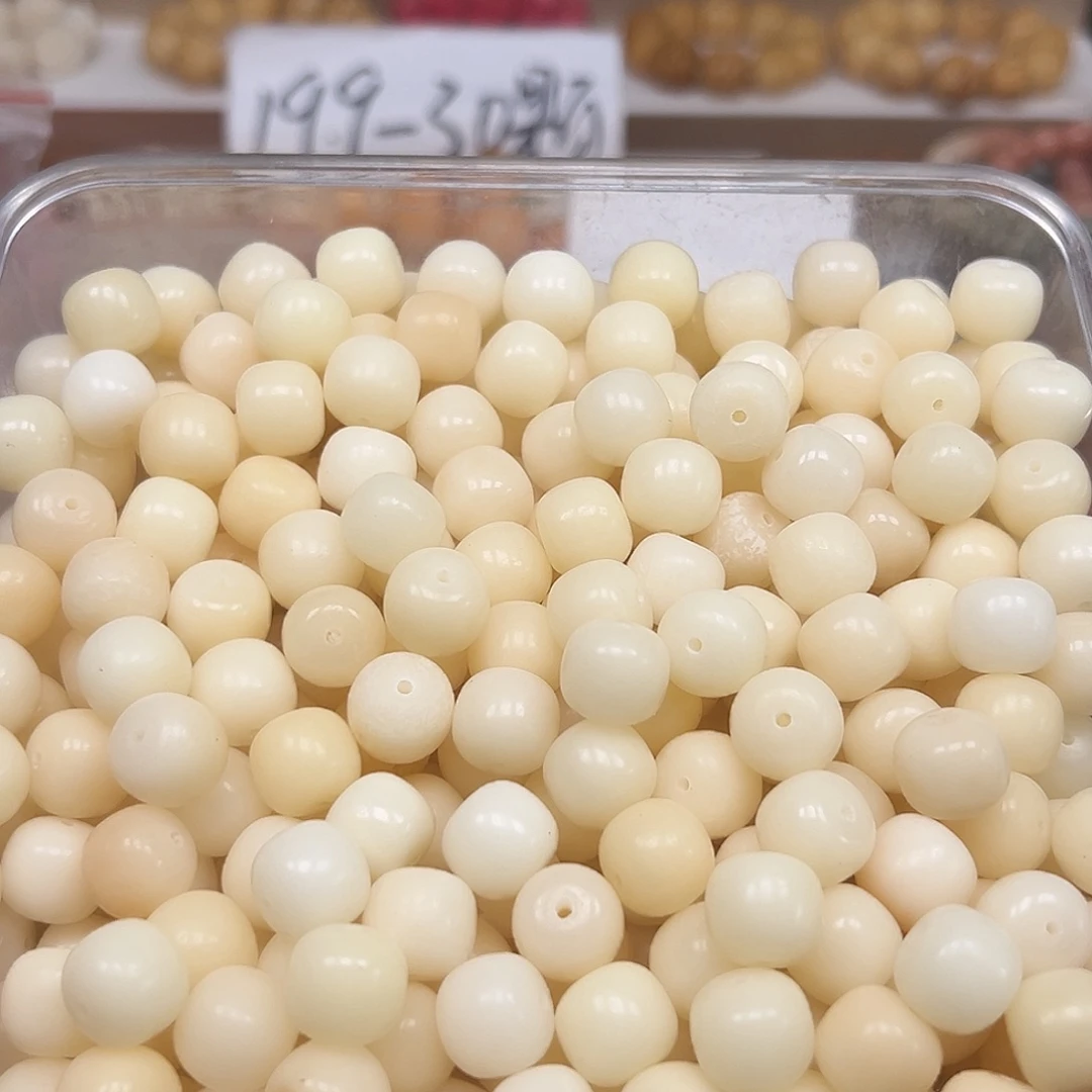 菩提根/象牙果手串150颗卡13桶珠奶白色
