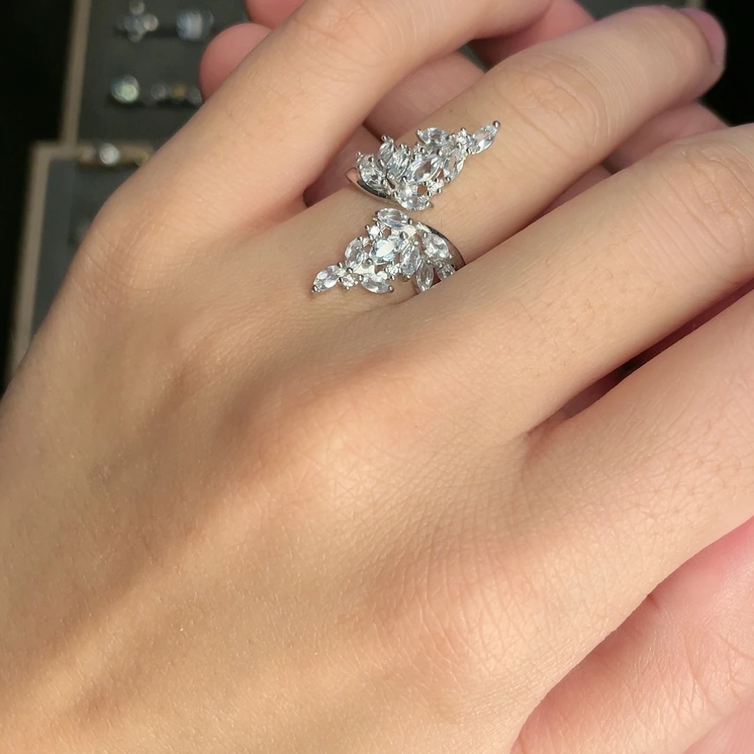 海蓝宝石戒指银S925镶嵌