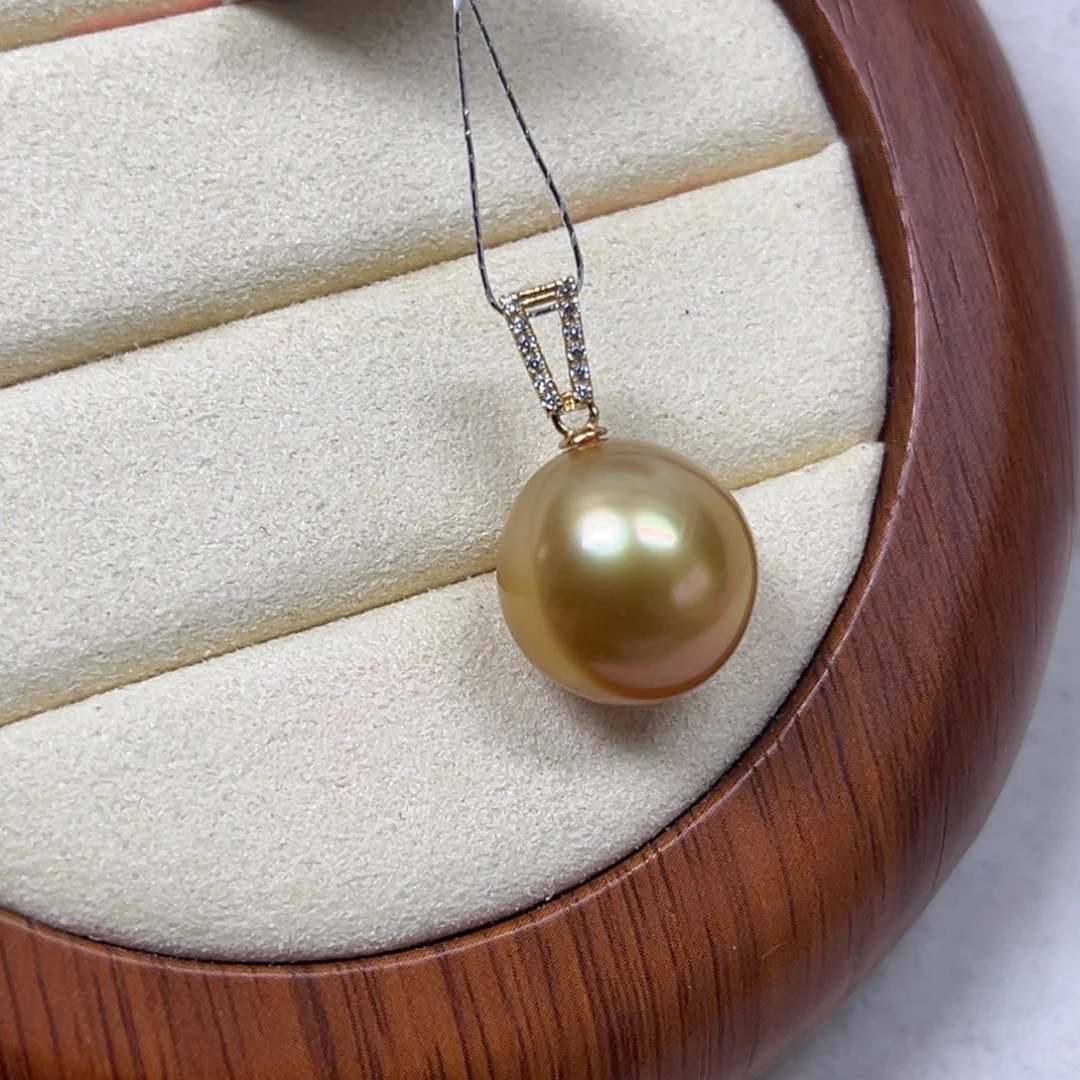 海水珍珠吊坠(不含链)18K金镶嵌14.0mm