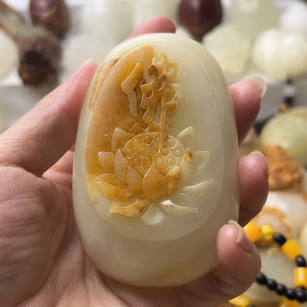 石材方解石手把摆件不退换佛莲