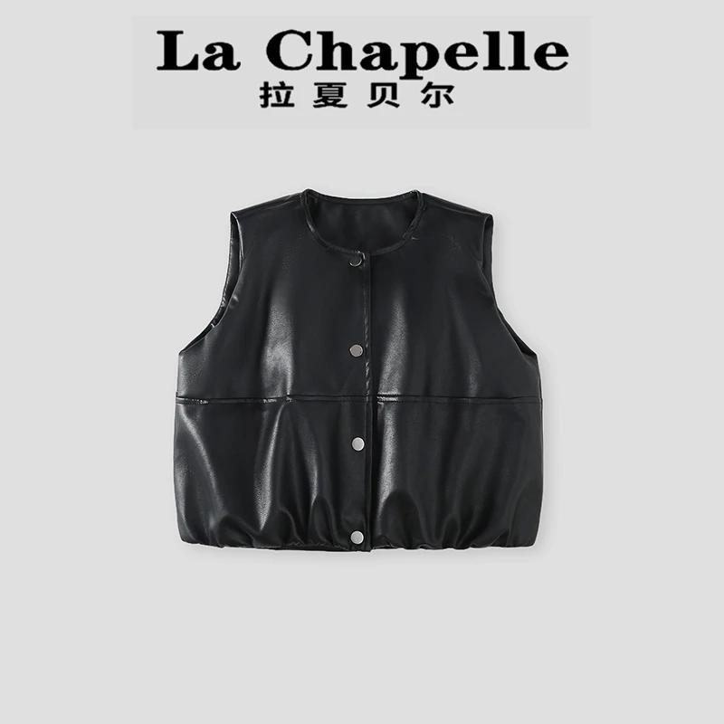 La Chapelle【拉夏贝尔】秋季新款复古无袖儿童皮衣马甲LA1854