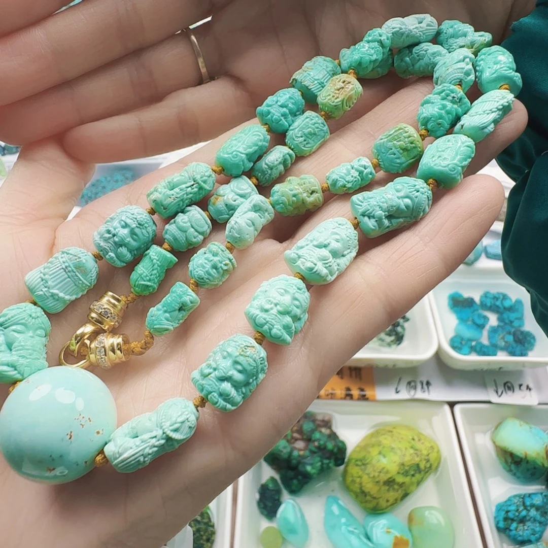 绿松石未镶嵌颈饰菜籽黄渡母项链