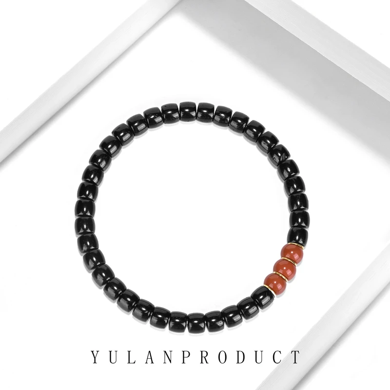 钰澜文玩椰蒂直切6mm左右+南红三连搭-百搭精工男女同款