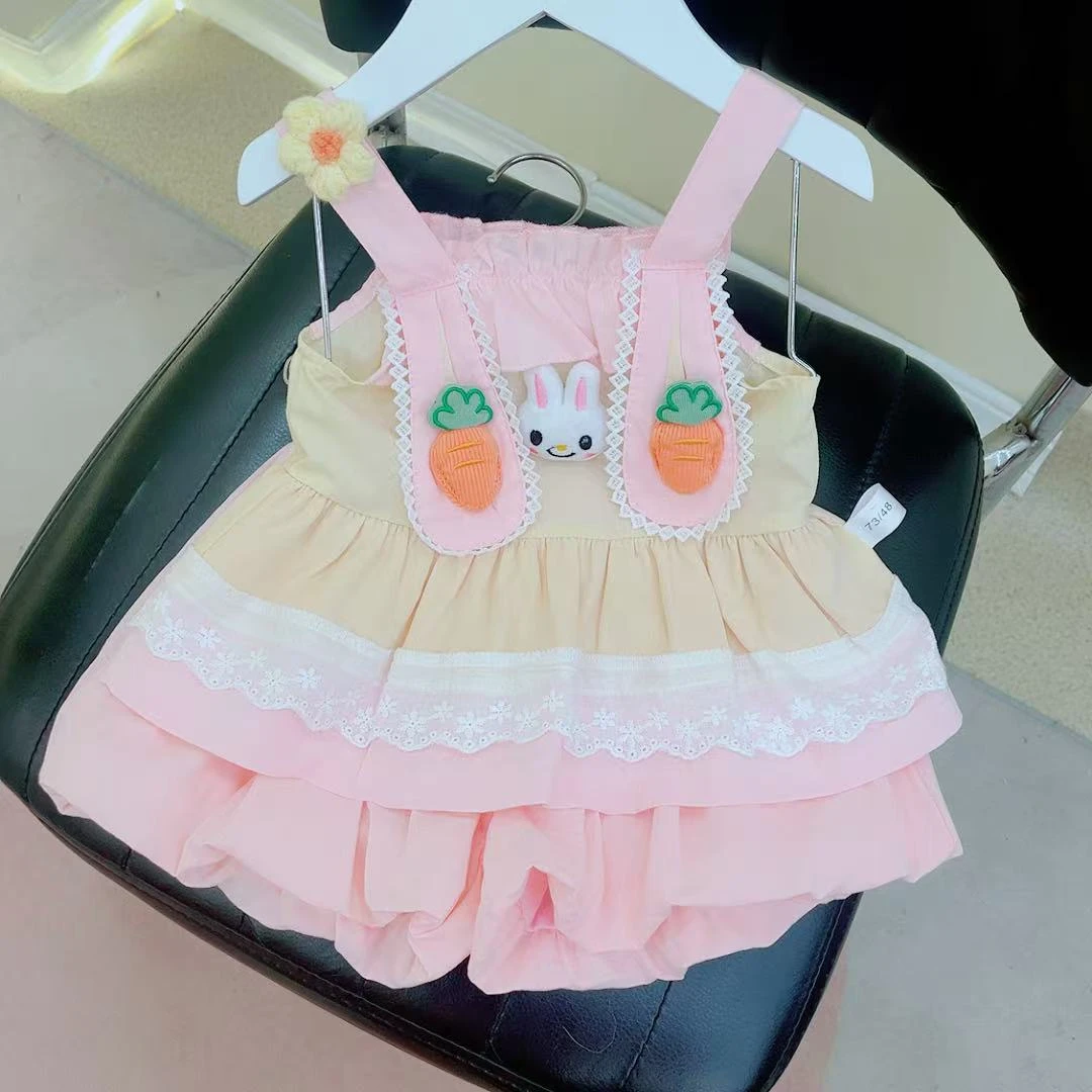 【艺小薇】女童卡通夏日套装可爱吊带花苞裤夏款两件套女宝衣服