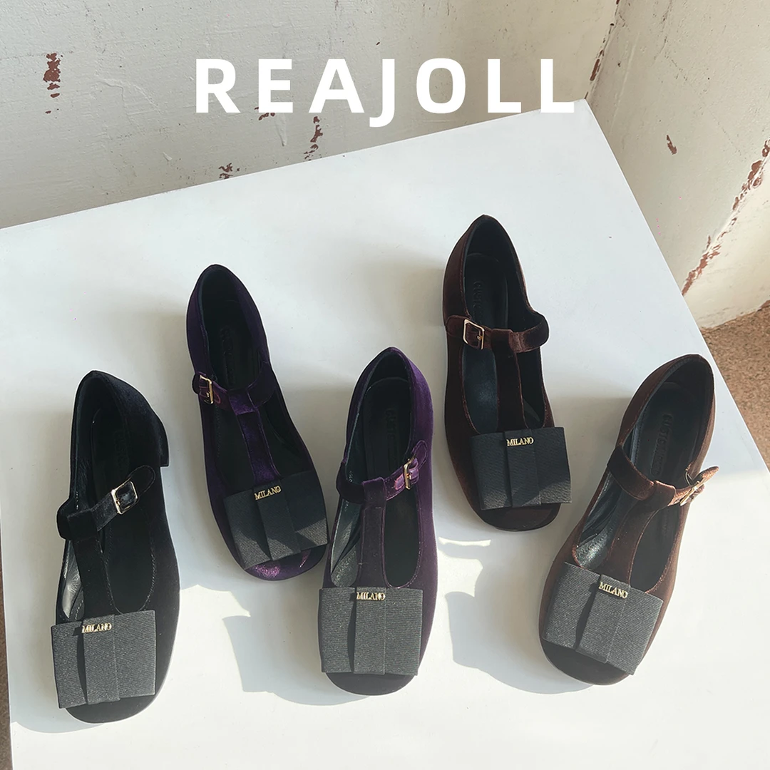 法式小众设计方头蝴蝶结T型带粗跟玛丽珍鞋网红百搭浅口中跟单鞋