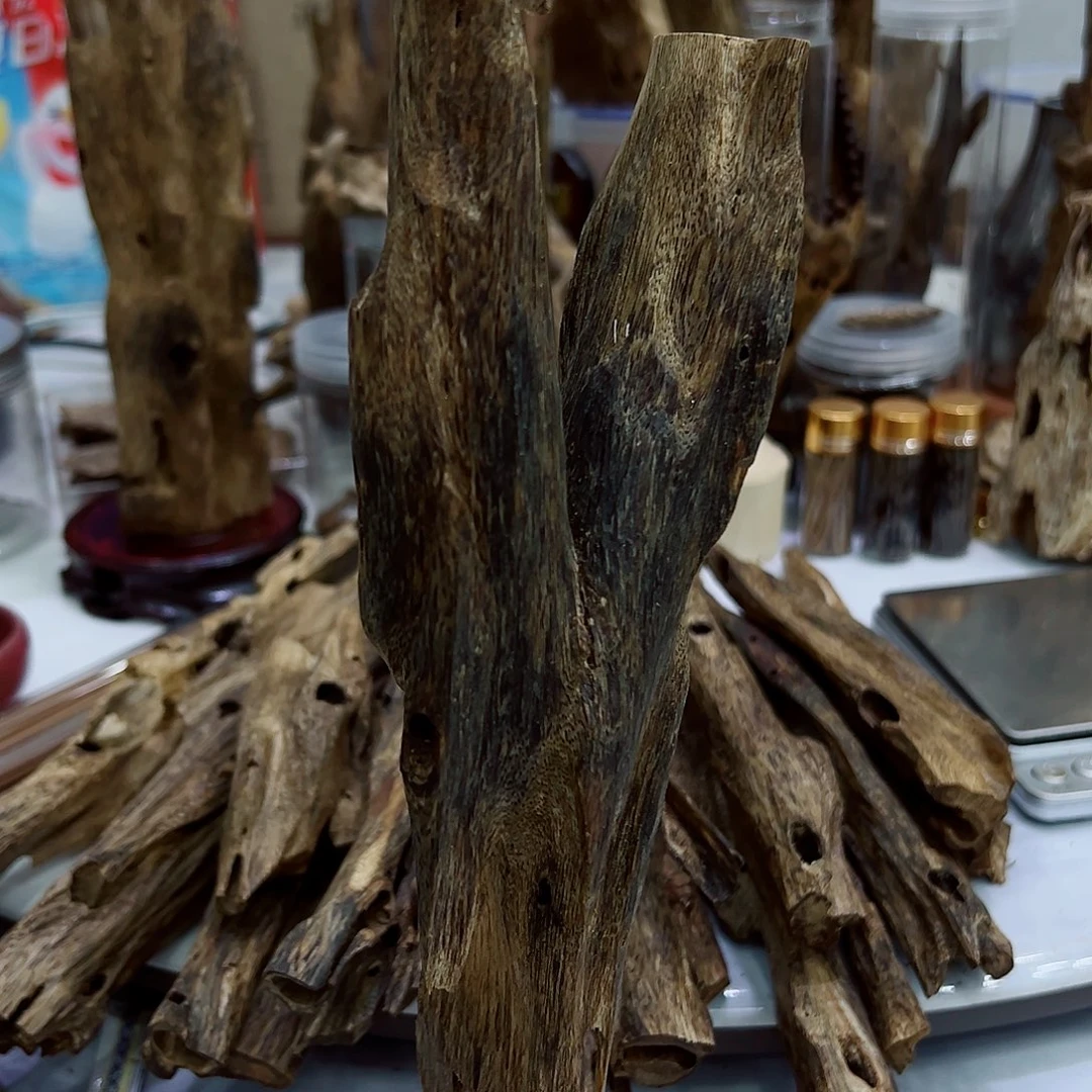 摆件沉香乌身圆叶虫漏大摆件