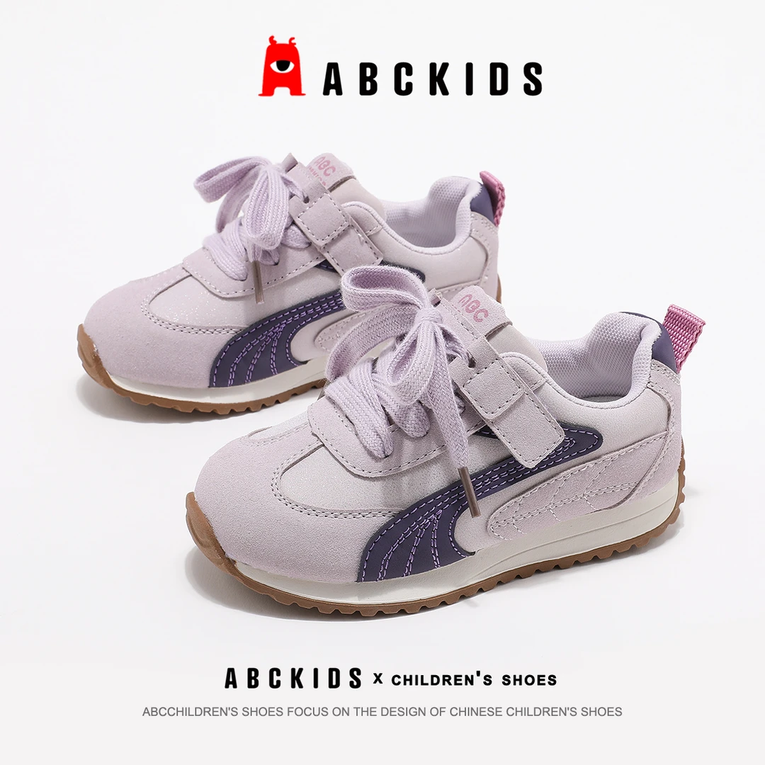 Abckids童鞋2025秋季新款百搭休闲跑步鞋女童时尚轻便软底运动鞋