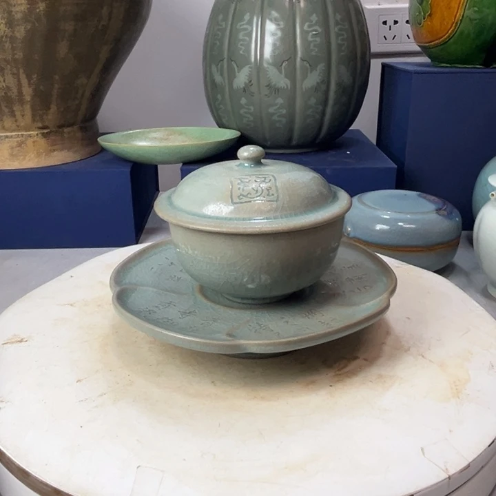 摆件@**蚁汝窑茶盏摆件好1