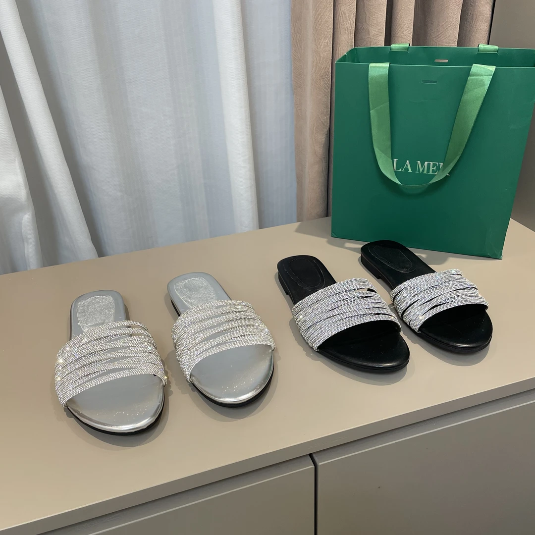 【Kawawa】闪钻绝美夏季外穿平底气质懒人百搭一字拖鞋